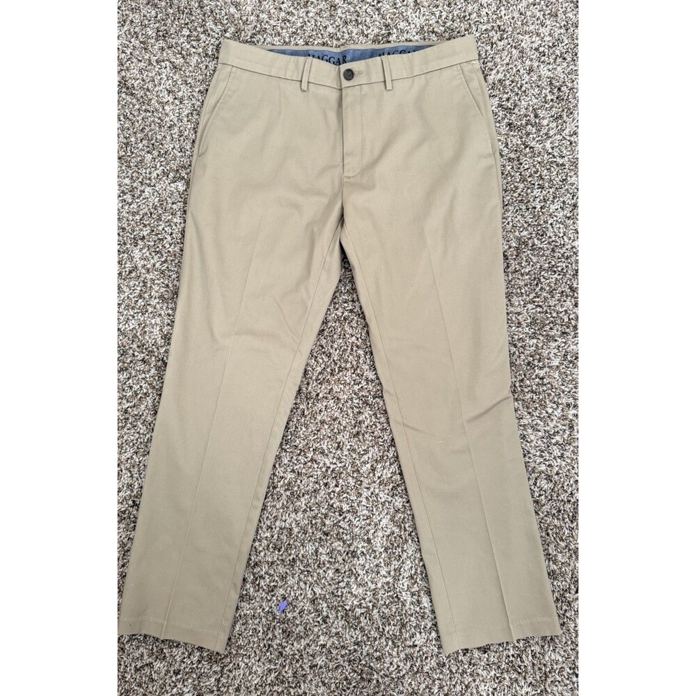 Haggar Men's Slim Fit Premium No Iron Khaki Dress Pants Chinos 36x30 Beige